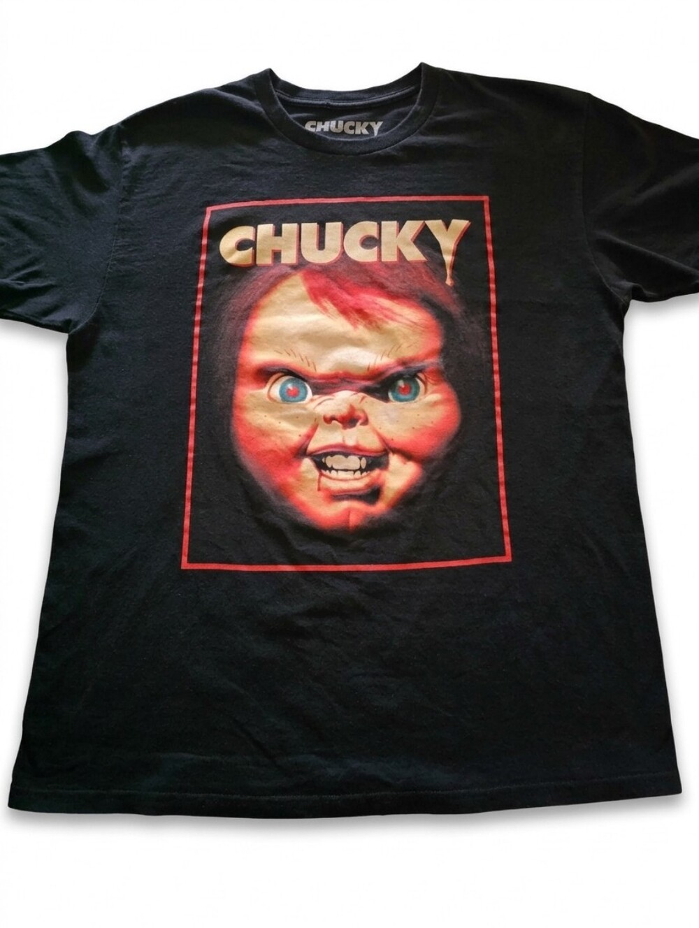 Chucky! Men's Black Graphic Tee - Face Design Sz Large